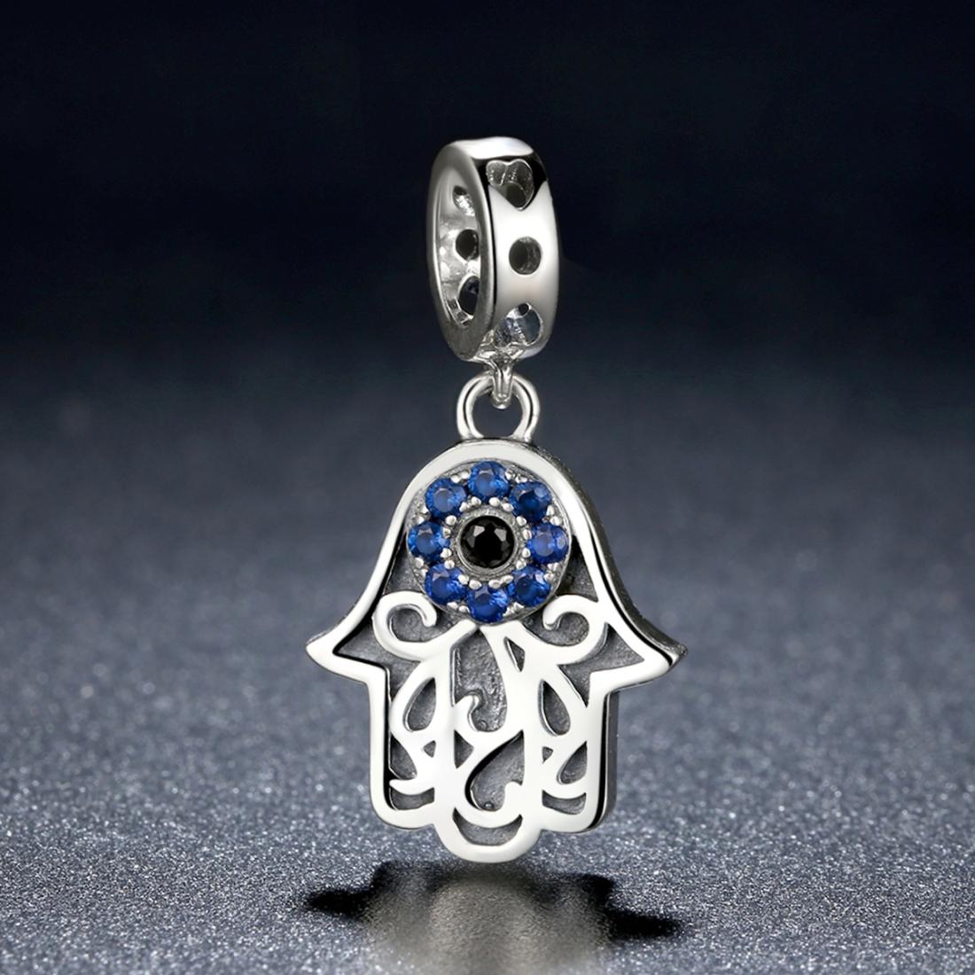 925 Sterling Silver Evil Eye Hand Charm Unique Design 5