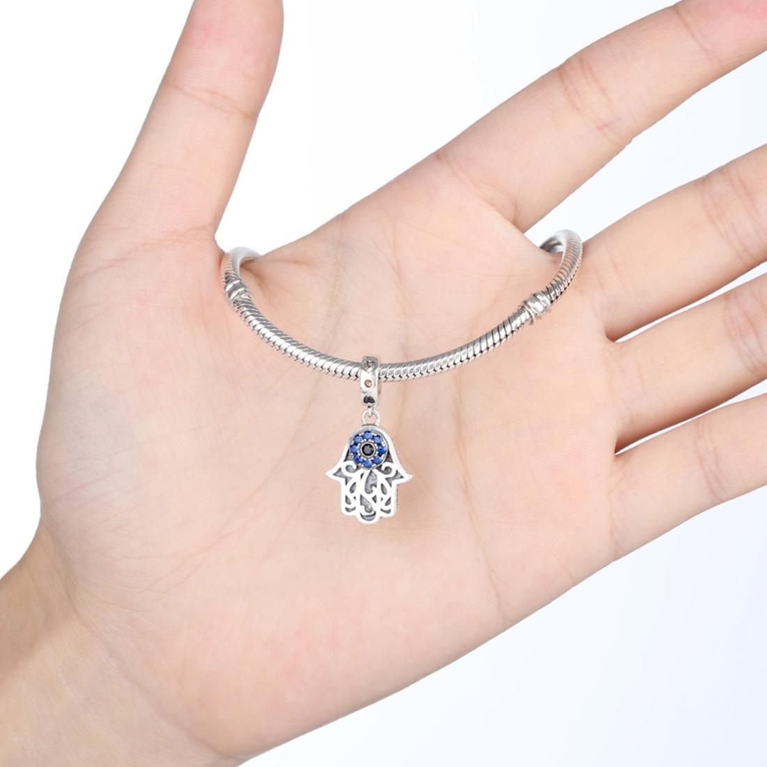925 Sterling Silver Evil Eye Hand Charm Unique Design 7