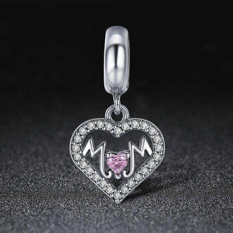 925 Sterling Silver Love Mother Heart Pendant For Diy Bracelets & Necklaces 3