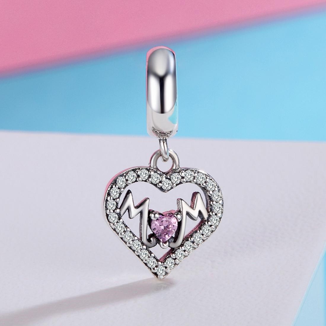 925 Sterling Silver Love Mother Heart Pendant For Diy Bracelets & Necklaces 4