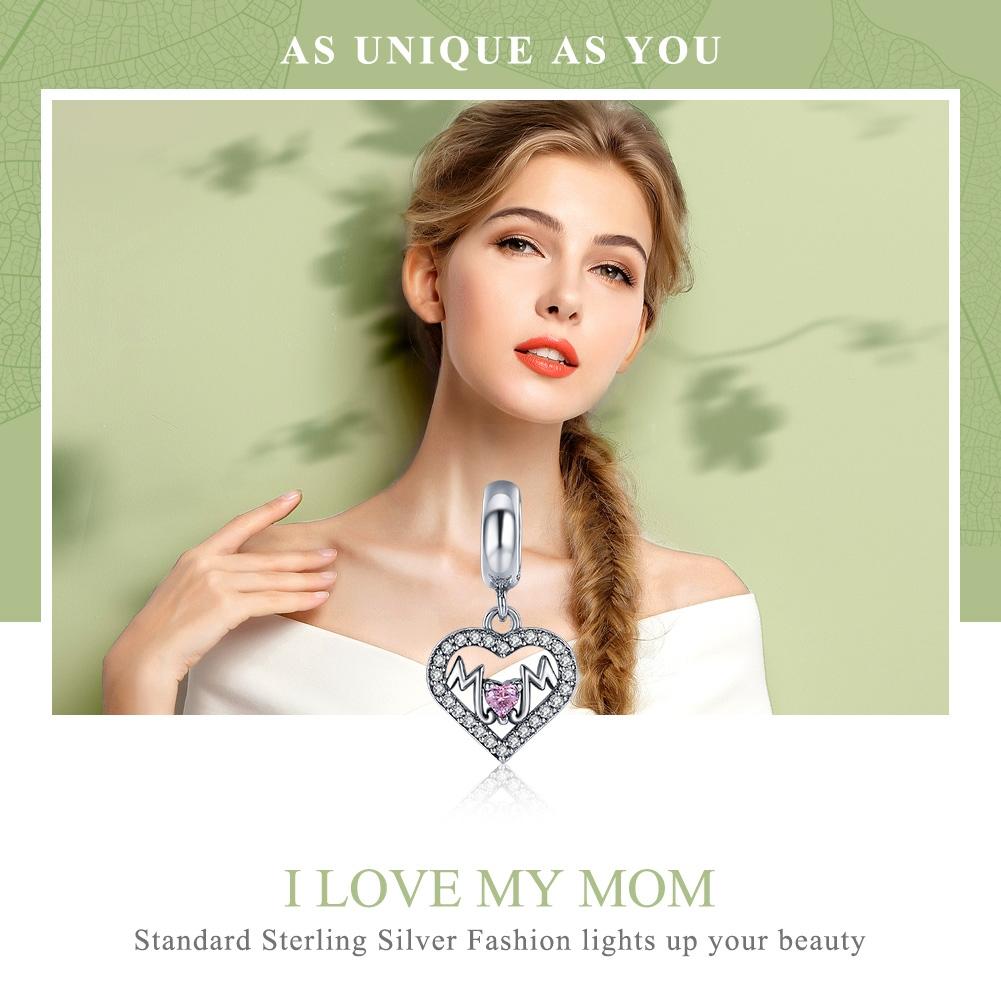 925 Sterling Silver Love Mother Heart Pendant For Diy Bracelets & Necklaces 7