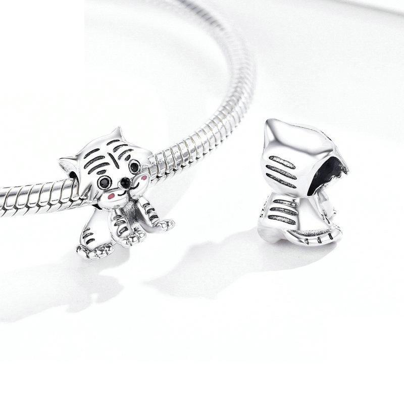 925 Sterling Silver Tiger Bead Pendant For Diy Bracelets & Necklaces 5