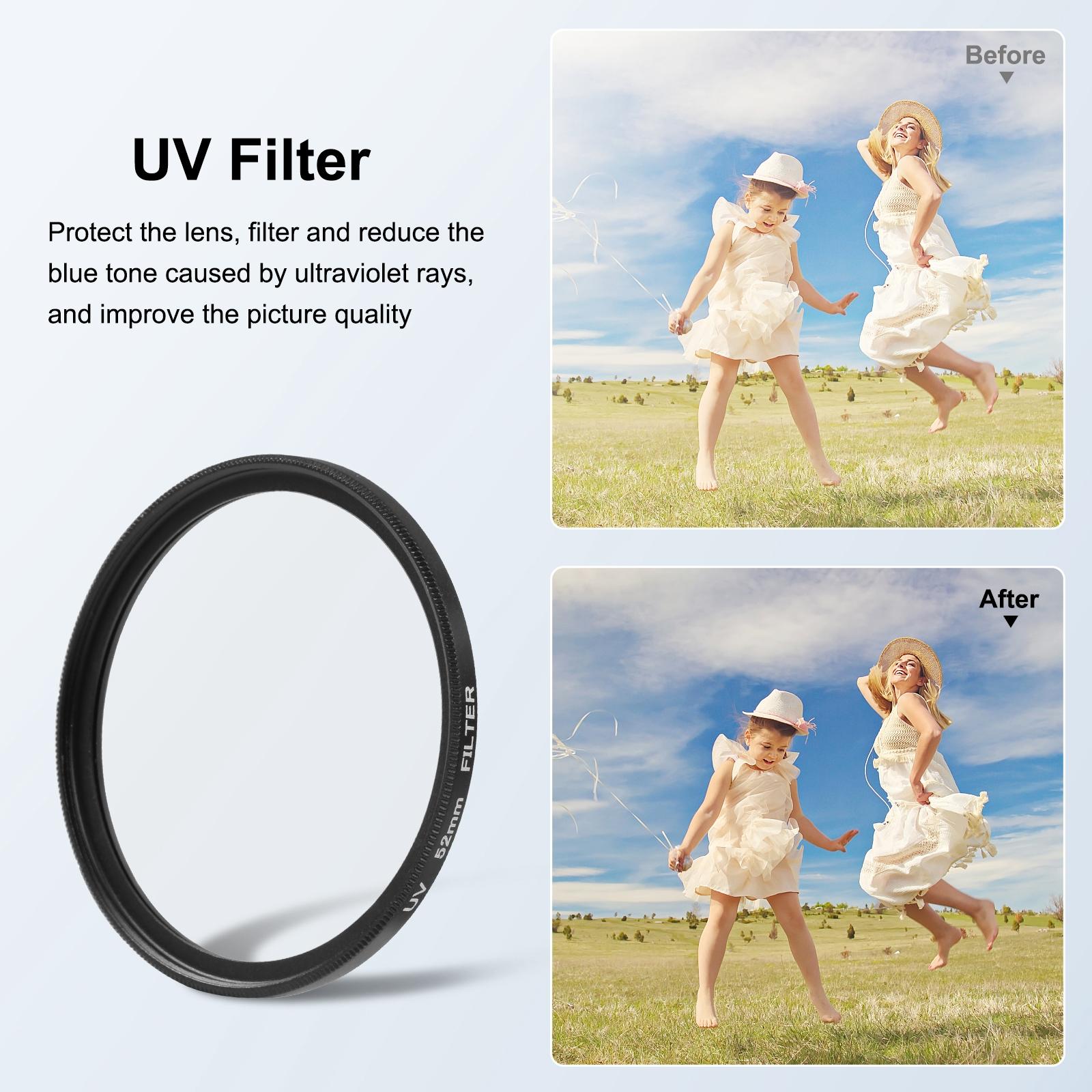 Gopro Compatible 52mm Uv Filter with Adapter Ring 5