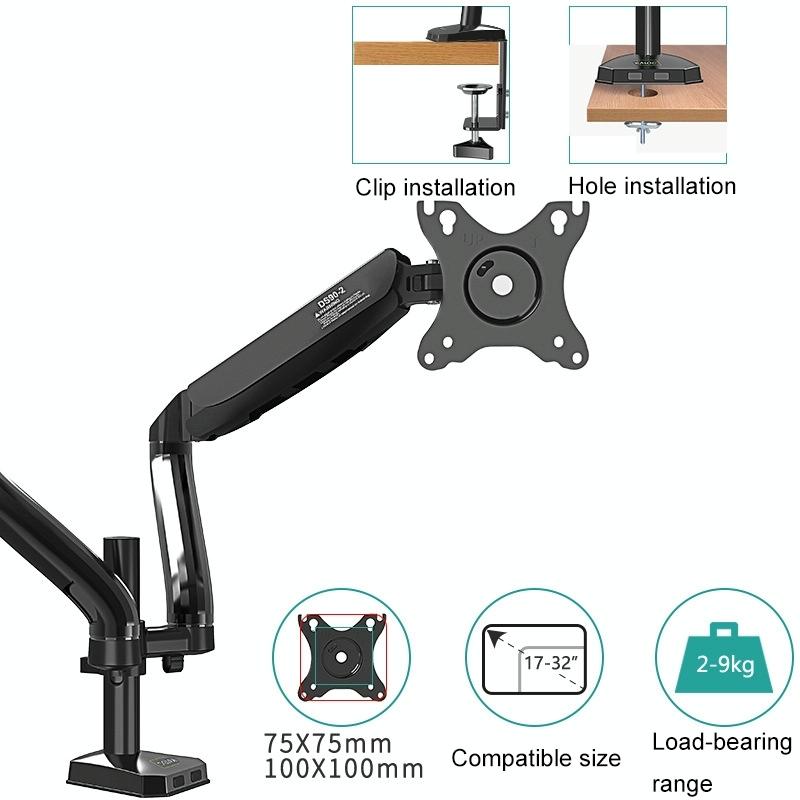 Double Screen Desktop Monitor Bracket - Air Pressure Lift 8