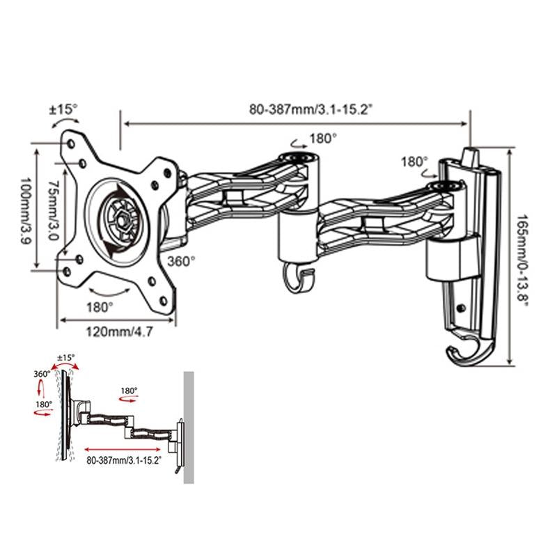 Telescopic Rotating Tv Wall Mount for Gibbon L33 Monitors 4