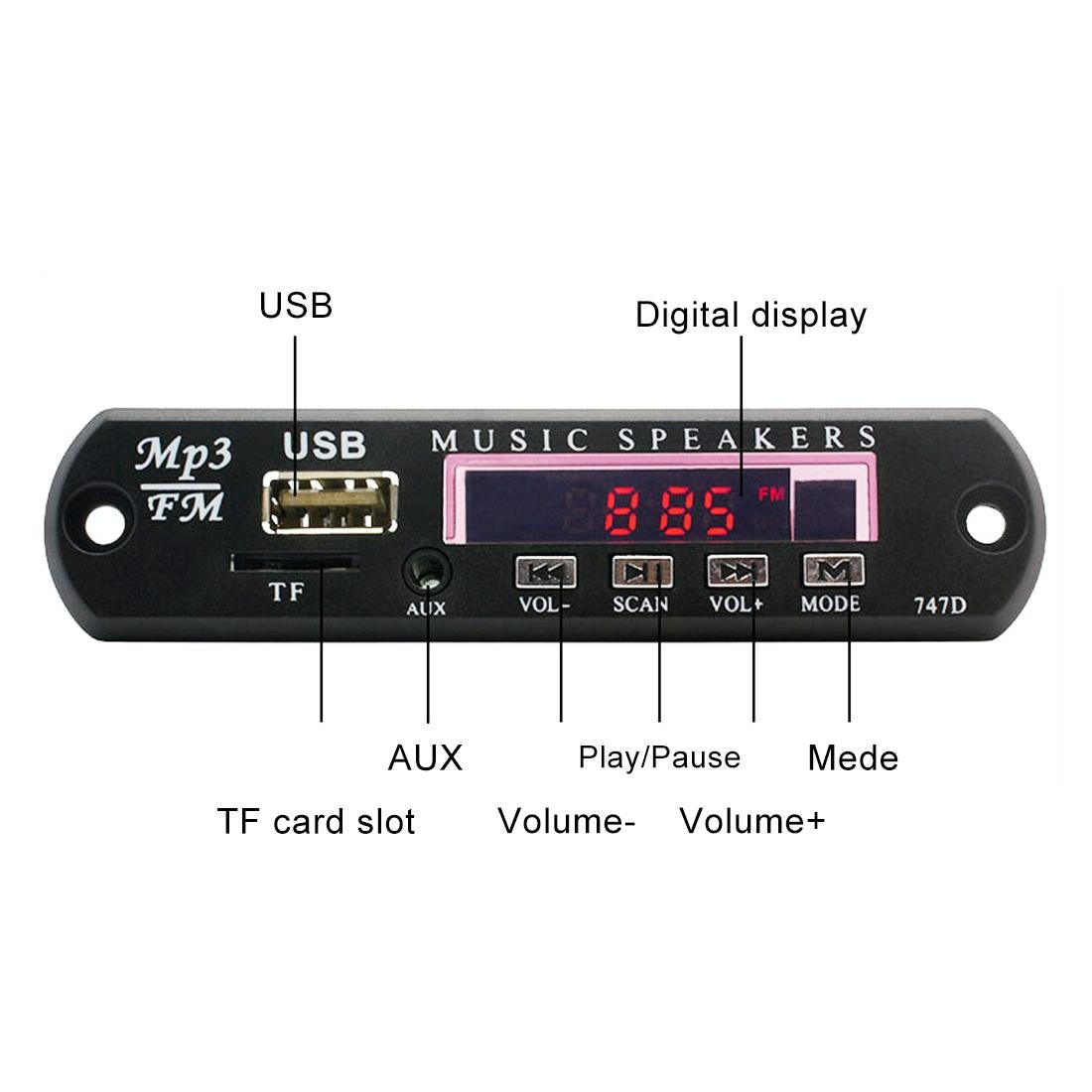 12V Car Mp3 Player Board - Fm Radio Tf Usb Aux - No Bluetooth / Recording 3