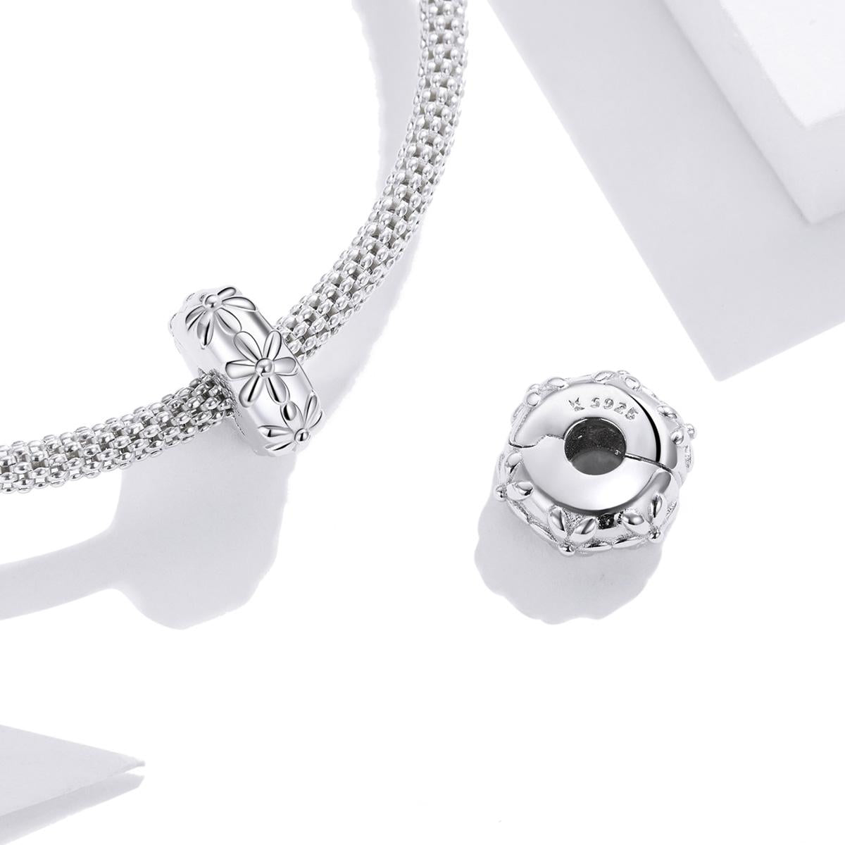 925 Sterling Silver Flower Bead Bracelet / Necklace Accessory Set 6