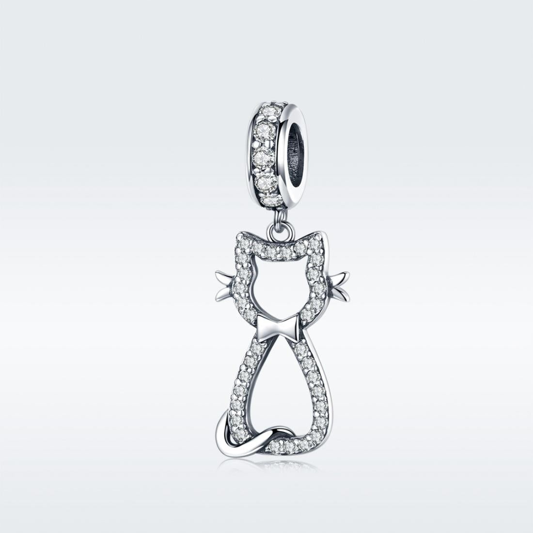 925 Sterling Silver Zircon Cat Pendant For Bracelet Diy Accessory 3