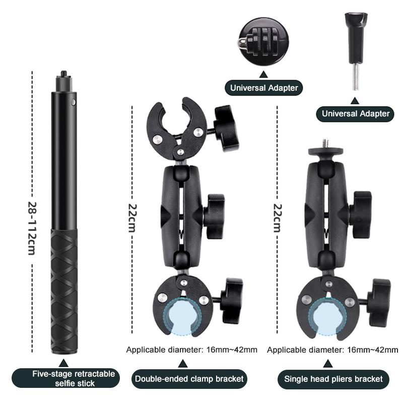 Adjustable Dual-head Handlebar Mount for Motorcycle Selfie Stick 3