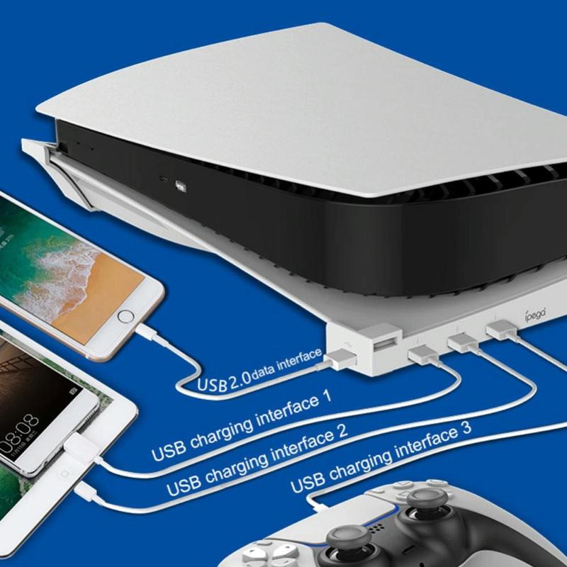 4-port Usb Hub Base for Ps5 Horizontal Stand 7