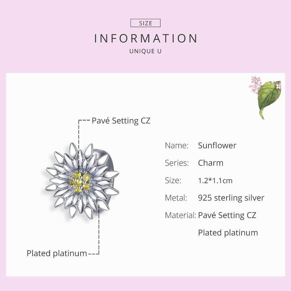 925 Sterling Silver Sunflower Bead Bracelet & Necklace Set 5