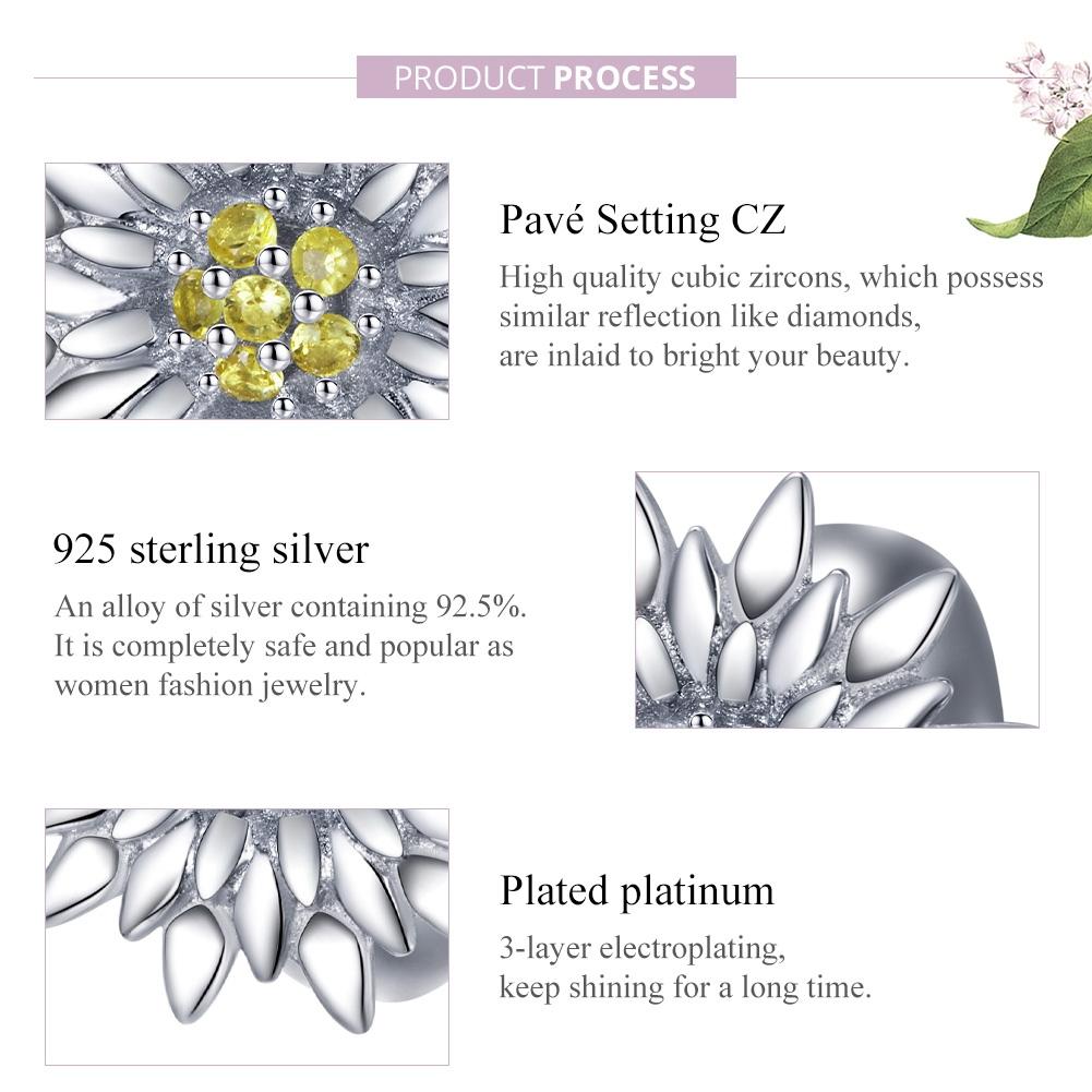 925 Sterling Silver Sunflower Bead Bracelet & Necklace Set 6