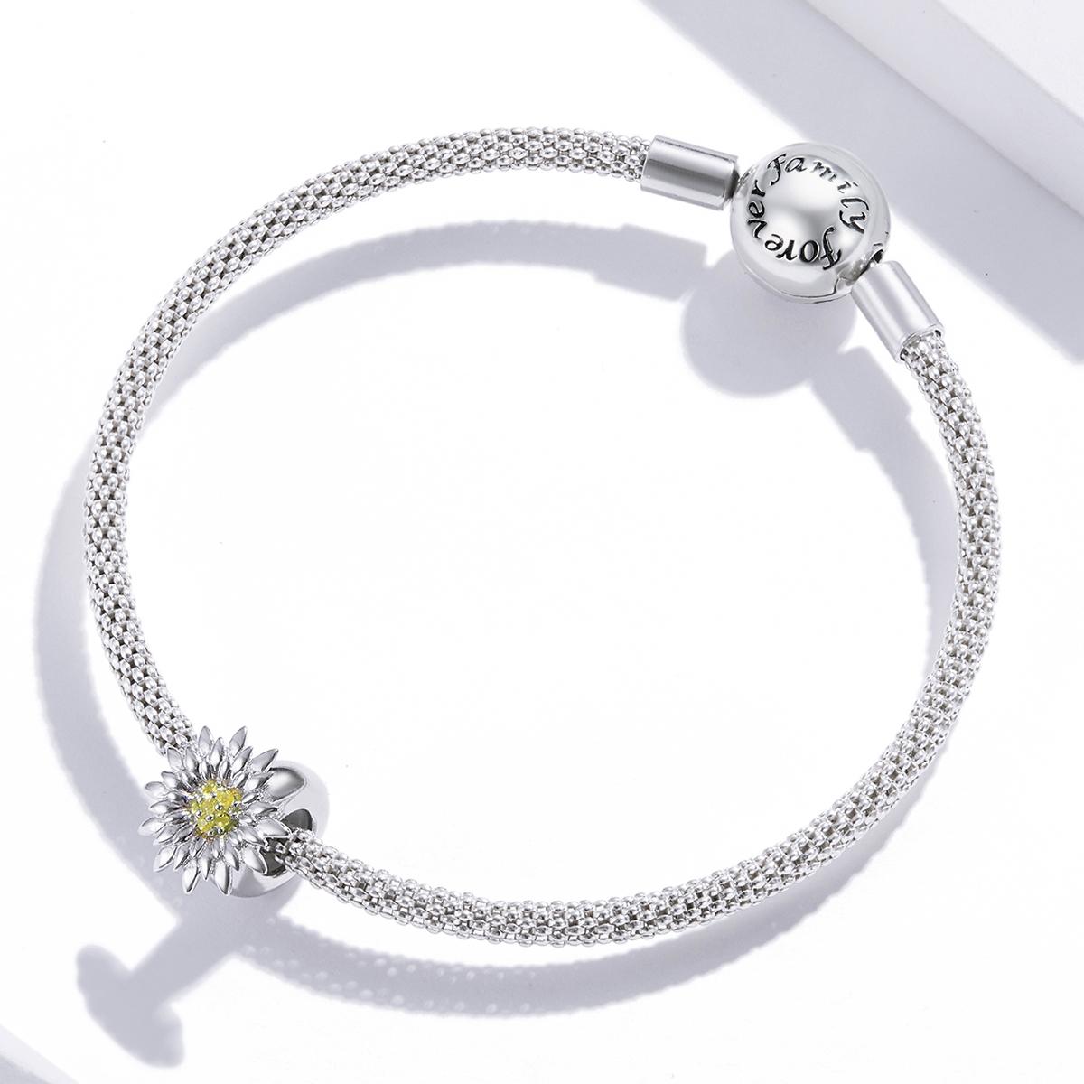 925 Sterling Silver Sunflower Bead Bracelet & Necklace Set 8