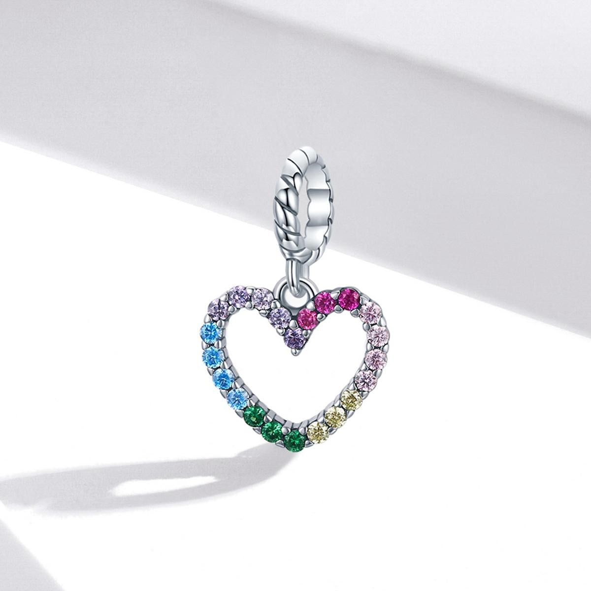 925 Sterling Silver Rainbow Heart Pendant For Diy Bracelets & Necklaces 3