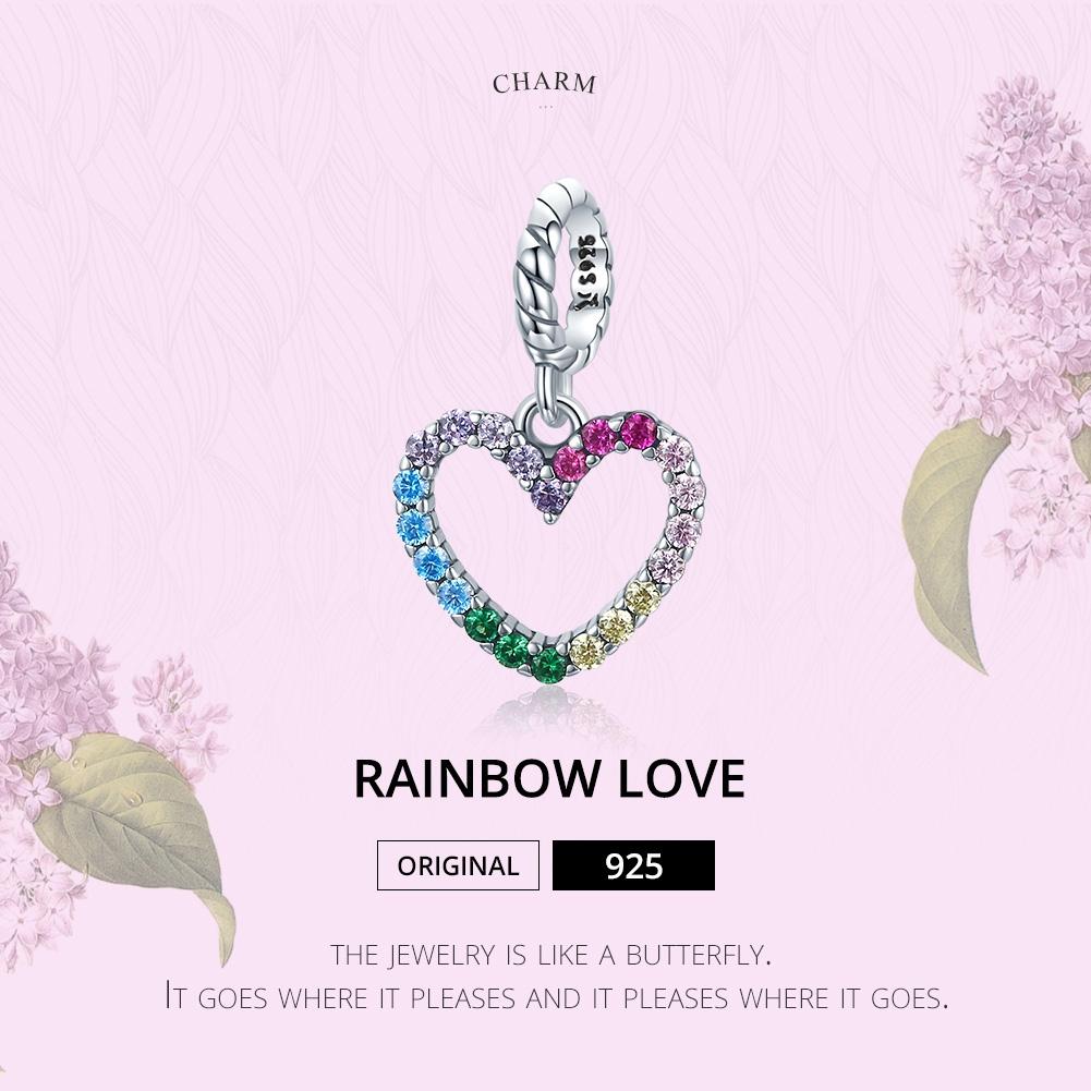 925 Sterling Silver Rainbow Heart Pendant For Diy Bracelets & Necklaces 4