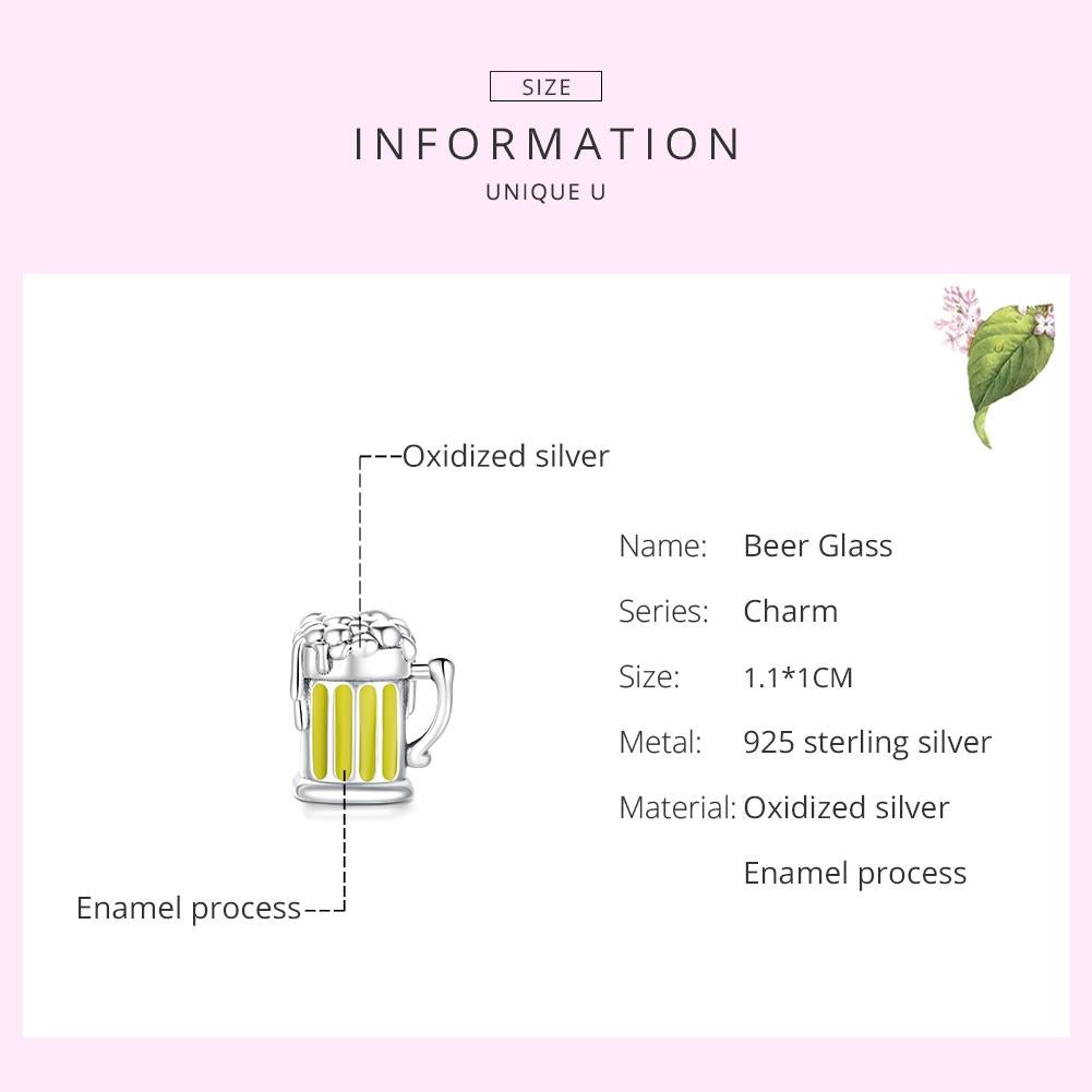 925 Sterling Silver Beer Mug Beads For Diy Bracelets & Necklaces 5