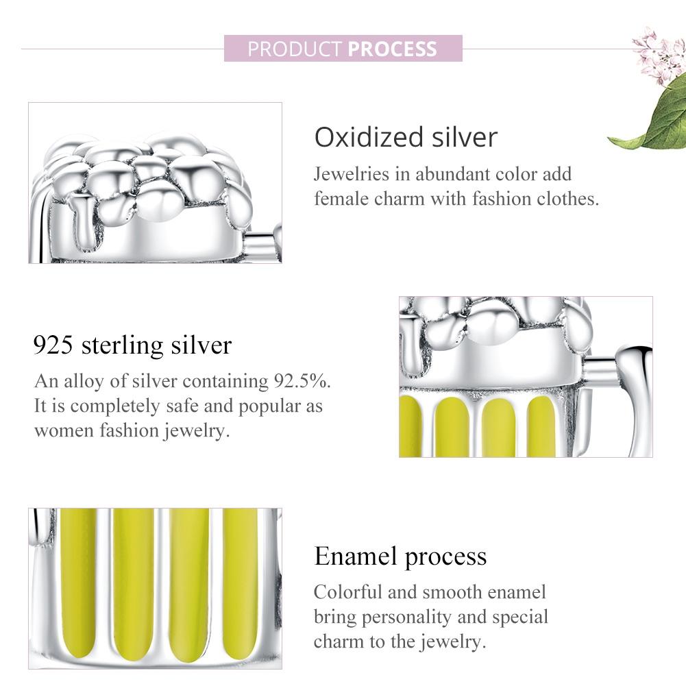 925 Sterling Silver Beer Mug Beads For Diy Bracelets & Necklaces 6