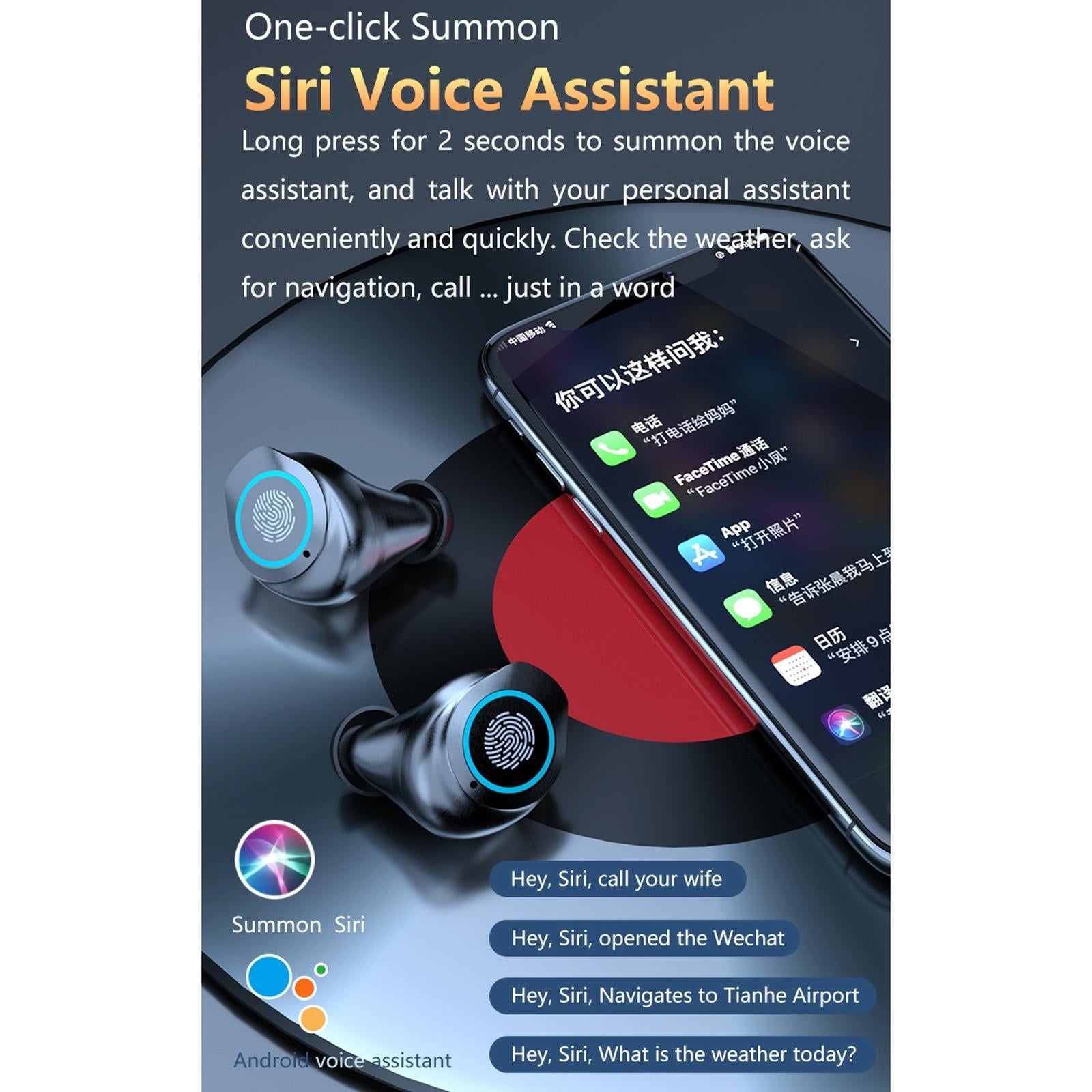 Waterproof Wireless Bluetooth Earphones with Touch Screen and Charging Box 9