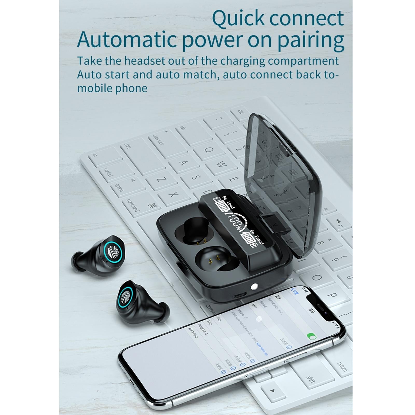 Waterproof Wireless Bluetooth Earphones with Touch Screen and Charging Box 11