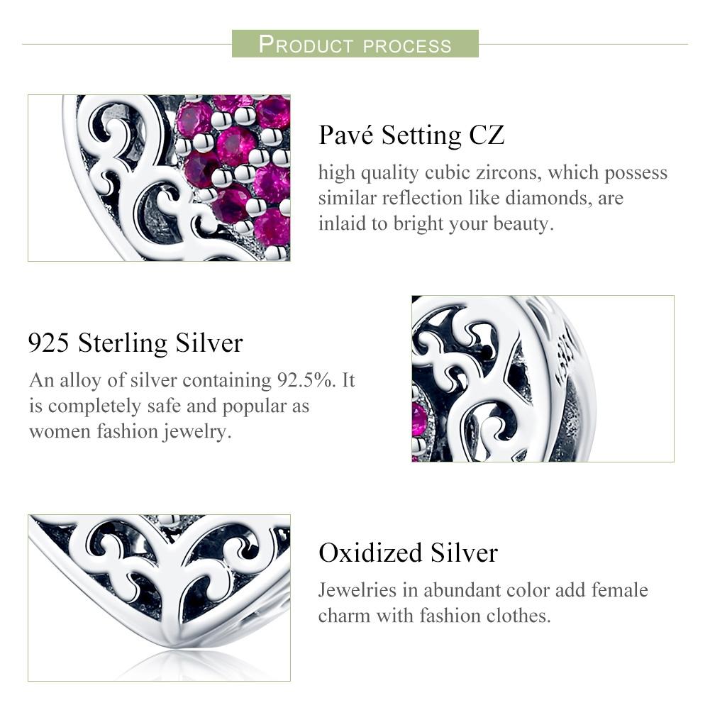 925 Sterling Silver Heart Beads For Diy Bracelets 5