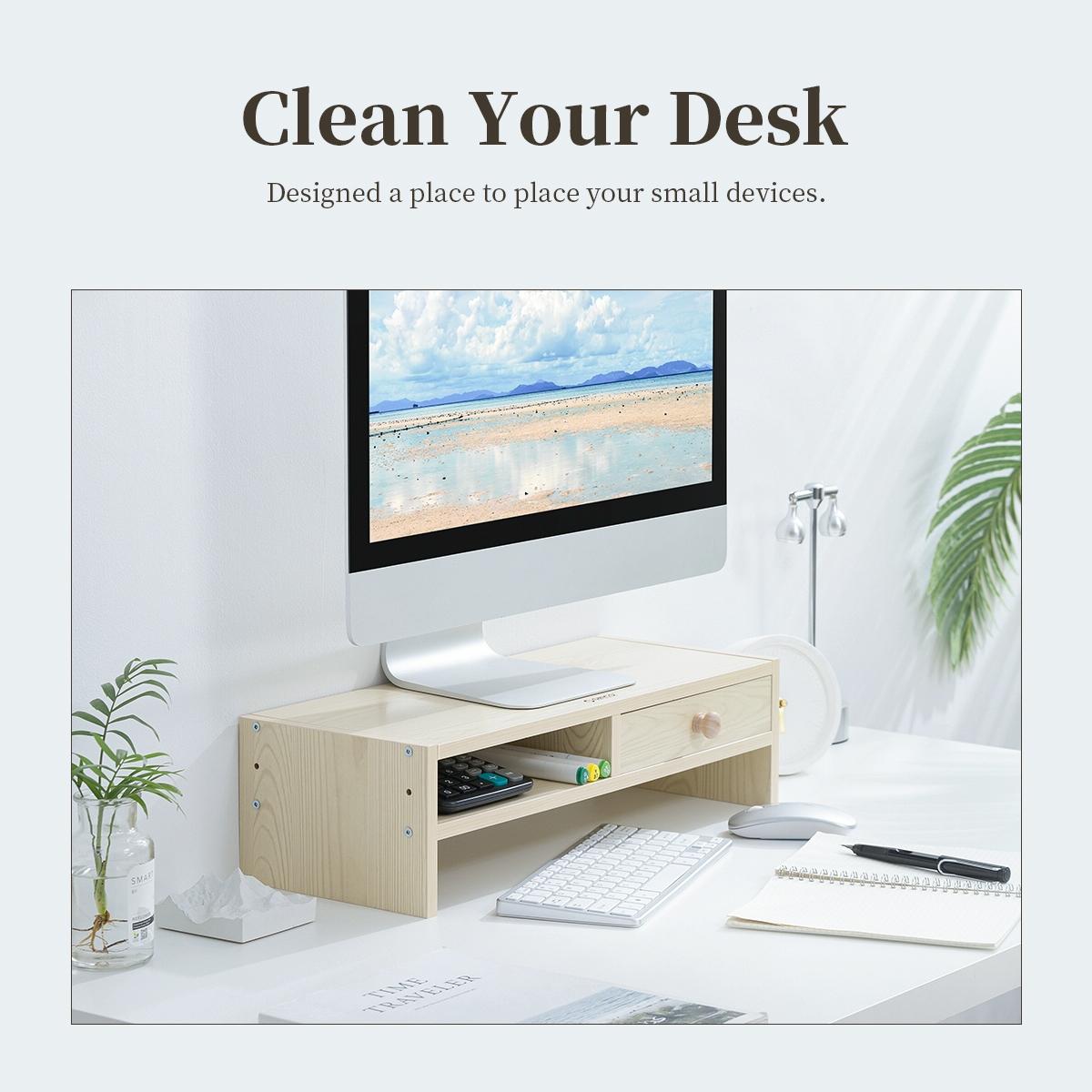 Natural Wood Monitor Stand - Holds Computer Screen 11