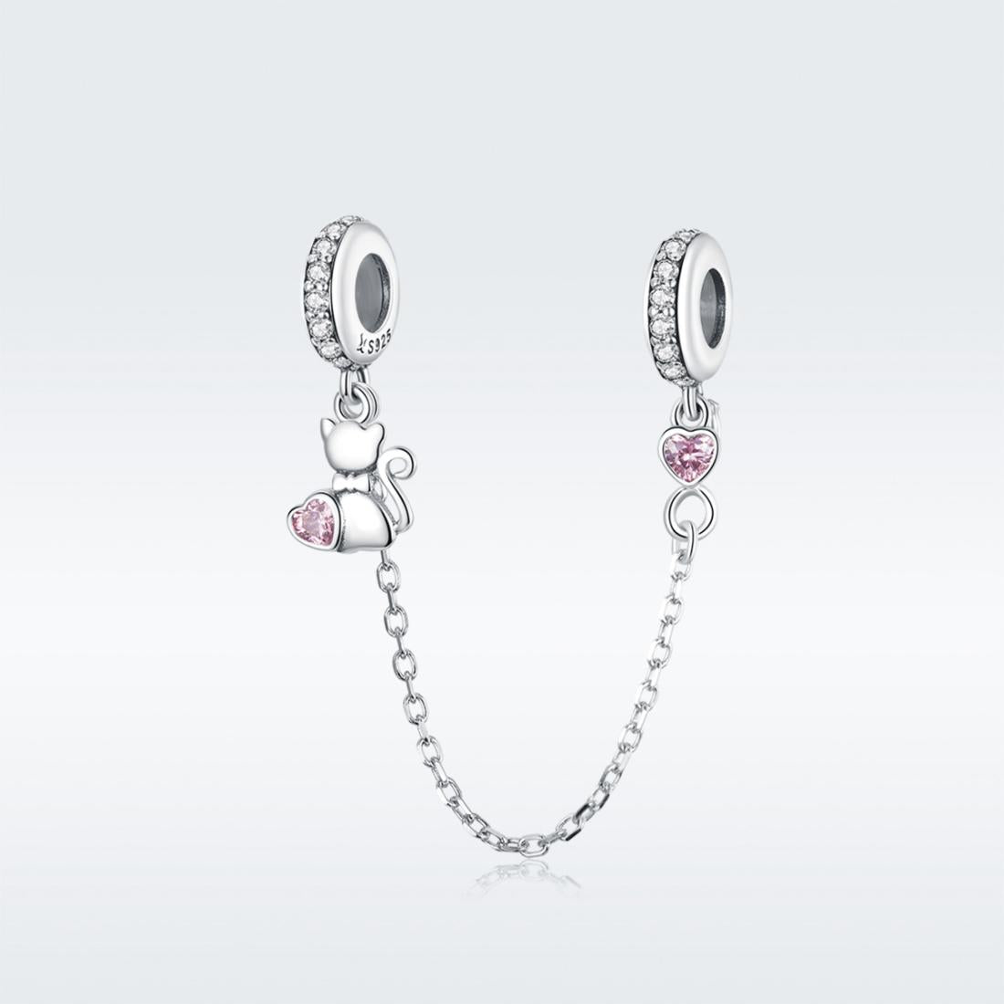 925 Sterling Silver Cat Safety Chain For Diy Bracelets 3
