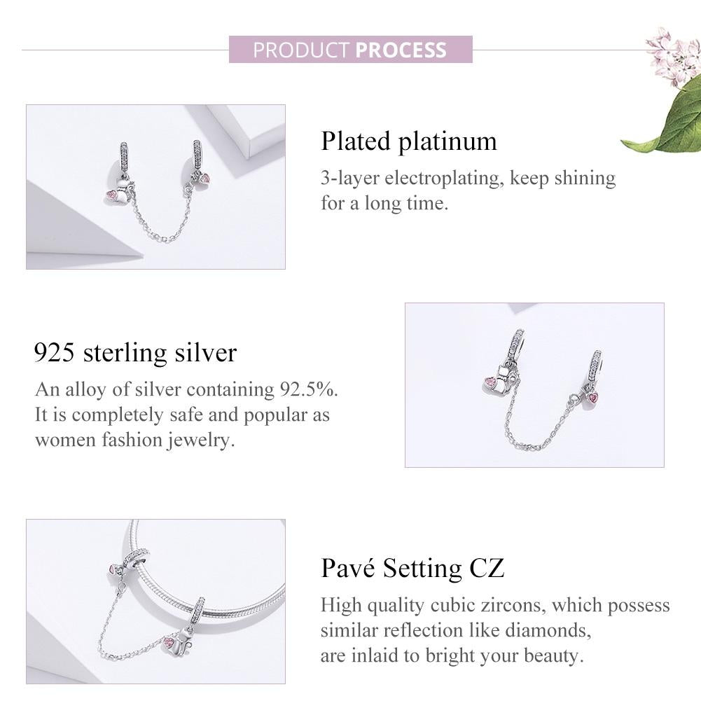 925 Sterling Silver Cat Safety Chain For Diy Bracelets 5