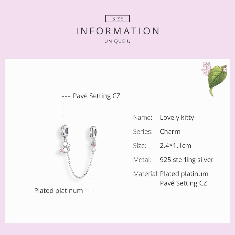 925 Sterling Silver Cat Safety Chain For Diy Bracelets 6