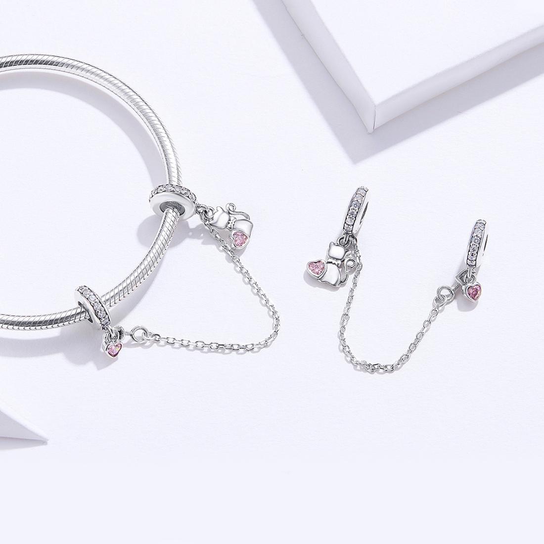 925 Sterling Silver Cat Safety Chain For Diy Bracelets 7