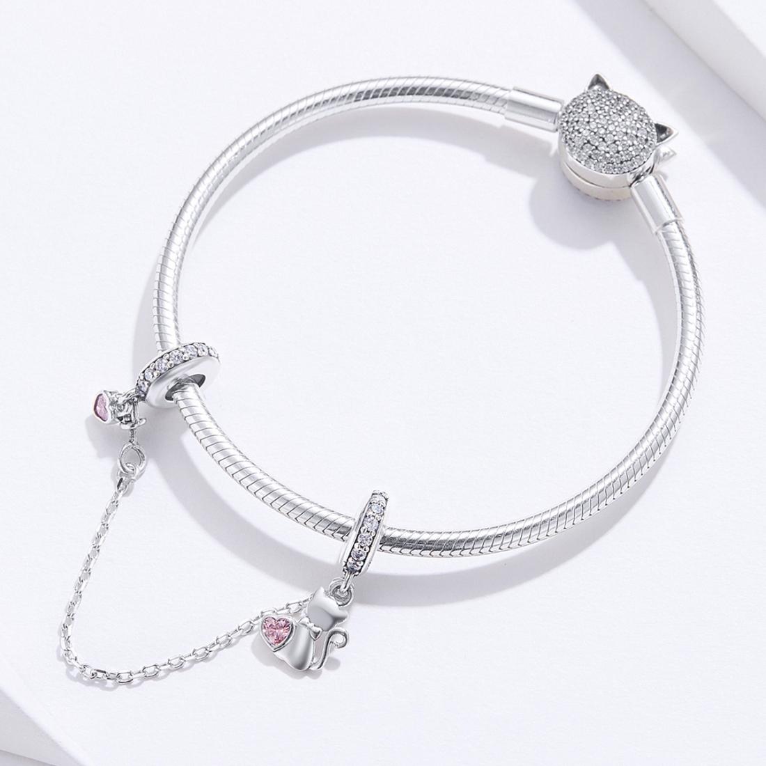 925 Sterling Silver Cat Safety Chain For Diy Bracelets 8