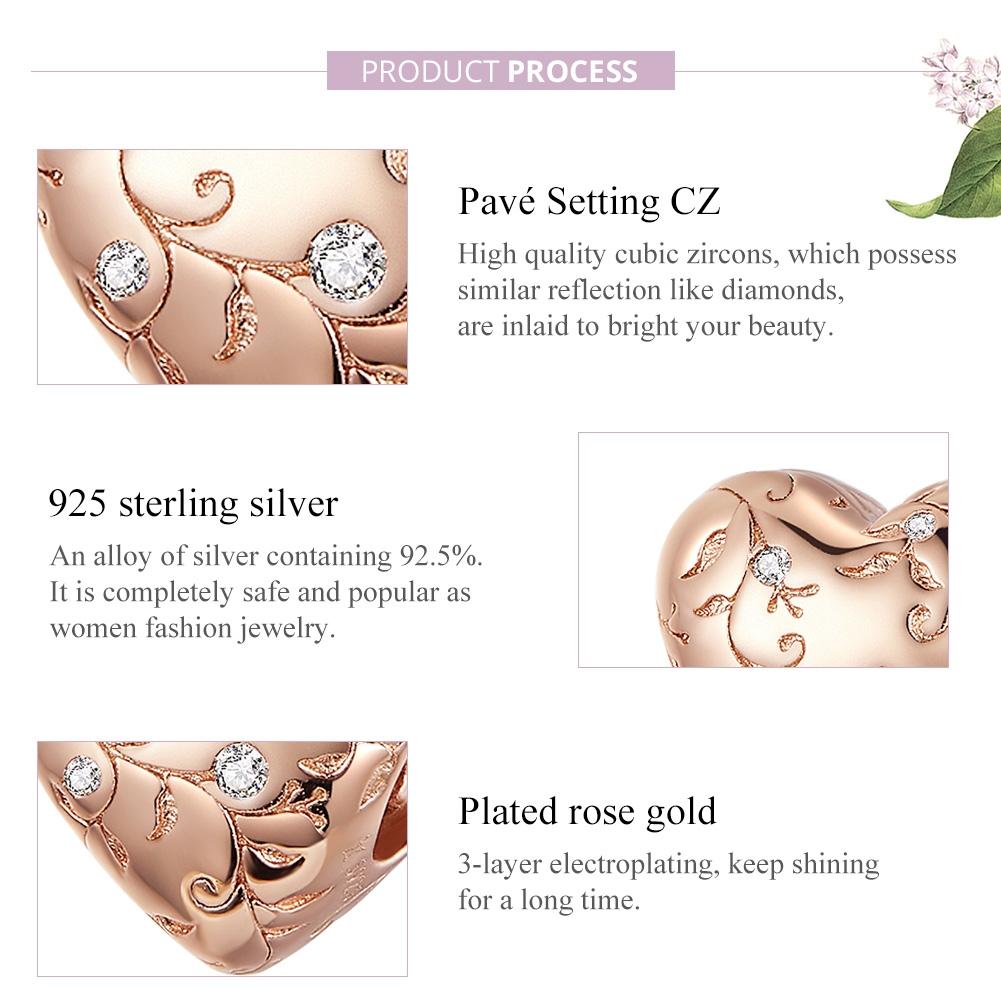 925 Sterling Silver Retro Rose Gold Beaded Bracelet Accessory 5