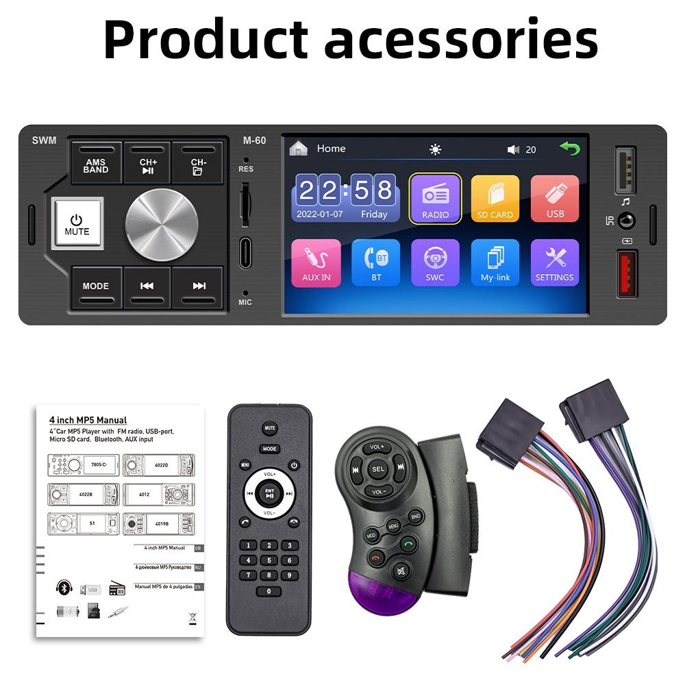 4 Inch Touch Car Radio Bluetooth Mp5 Player + Remote 7