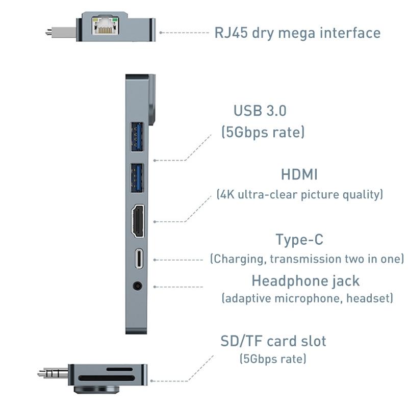 8-In-1 Pd Hub For Surface Pro 3 / 4 / Go 8