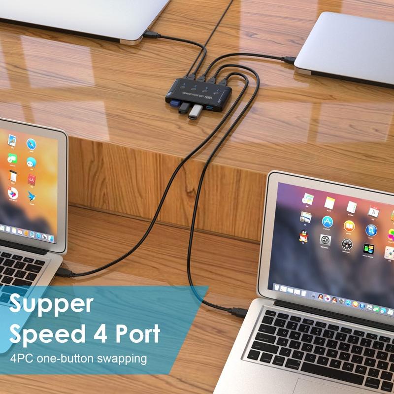 4-Port Usb3.0 Printer Switcher Hub 6