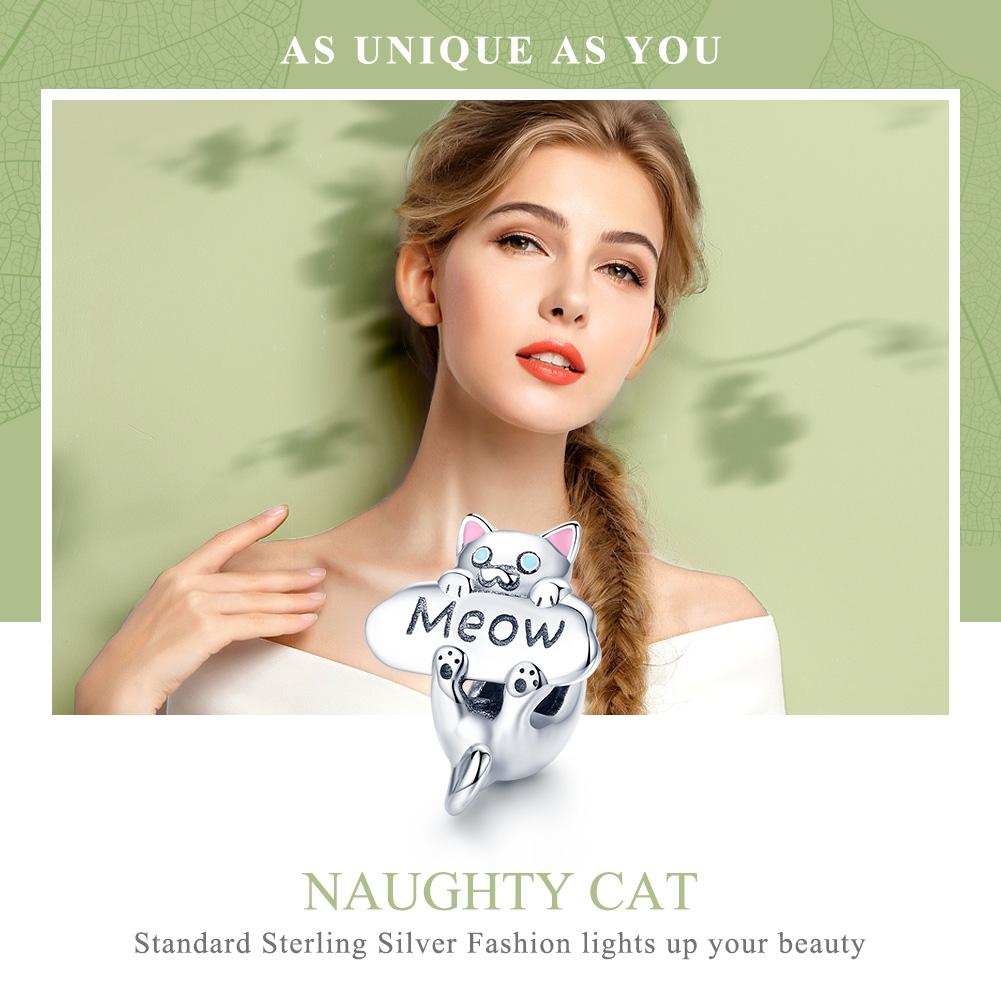 925 Sterling Silver Adorable Cat Charm For Diy Bracelets & Necklaces 4