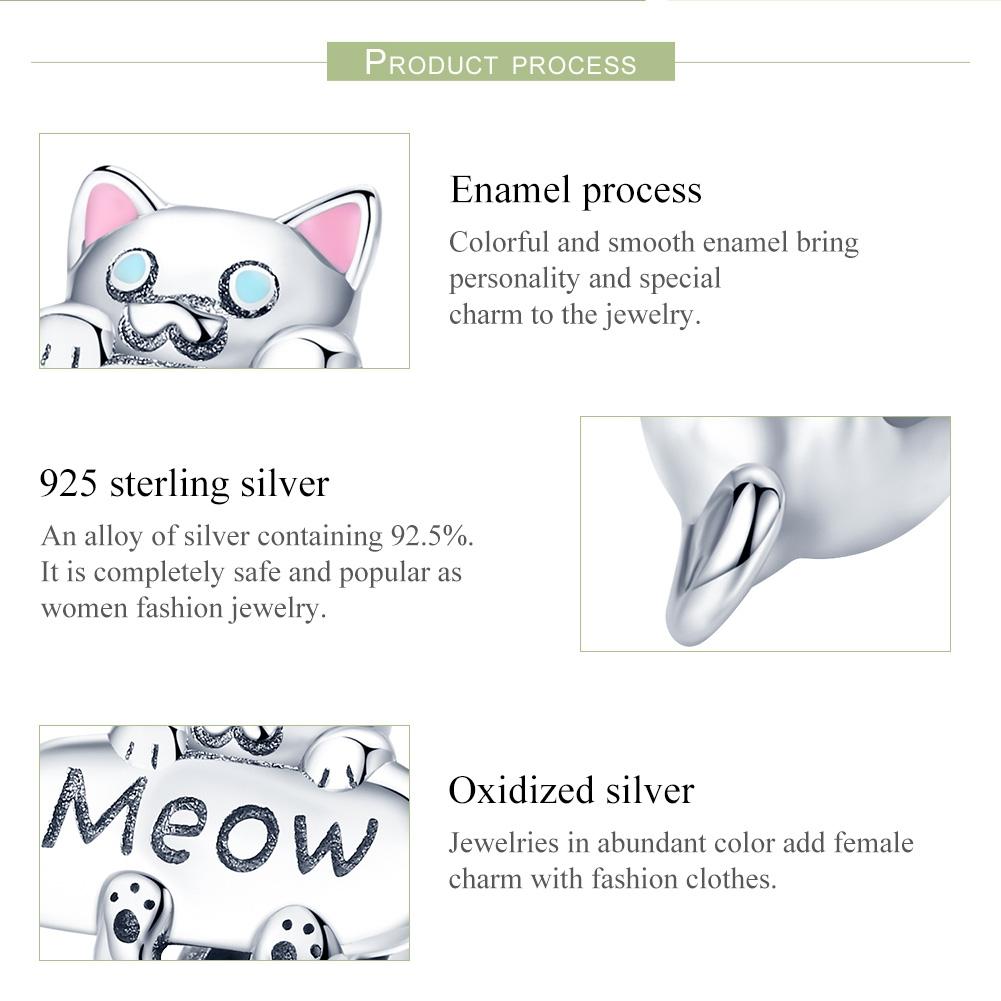 925 Sterling Silver Adorable Cat Charm For Diy Bracelets & Necklaces 5