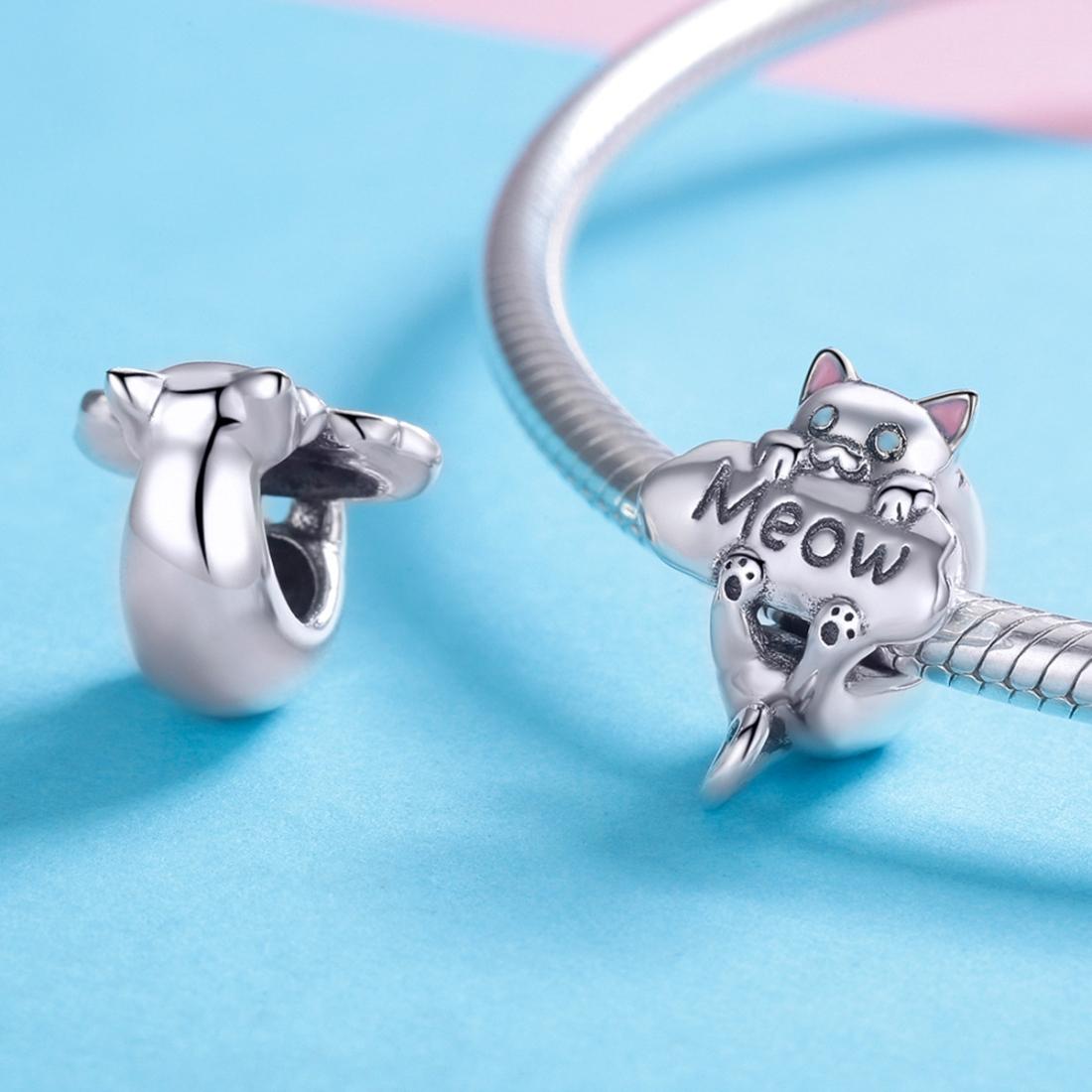 925 Sterling Silver Adorable Cat Charm For Diy Bracelets & Necklaces 7