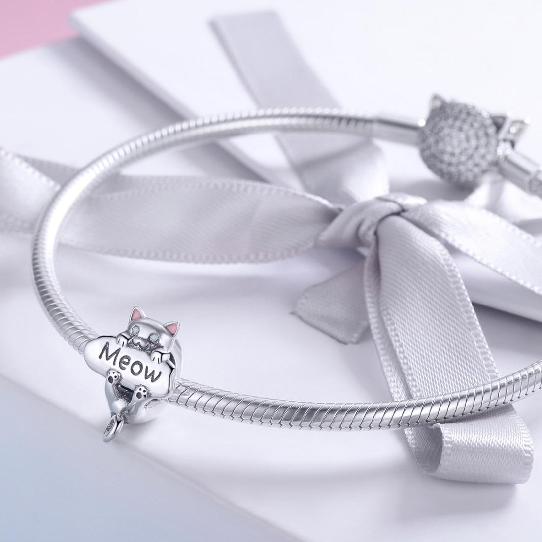 925 Sterling Silver Adorable Cat Charm For Diy Bracelets & Necklaces 8