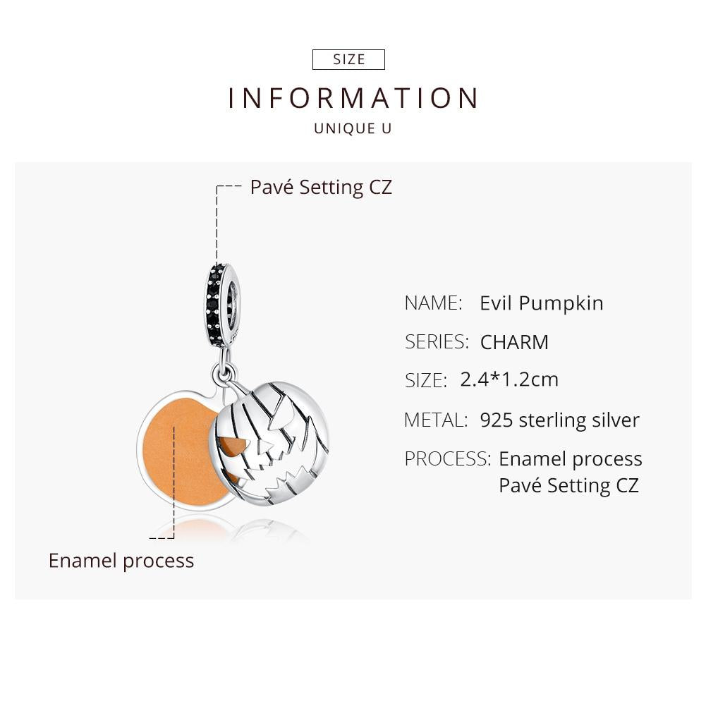 925 Sterling Silver Smiling Pumpkin Pendant For Diy Bracelets & Necklaces 5