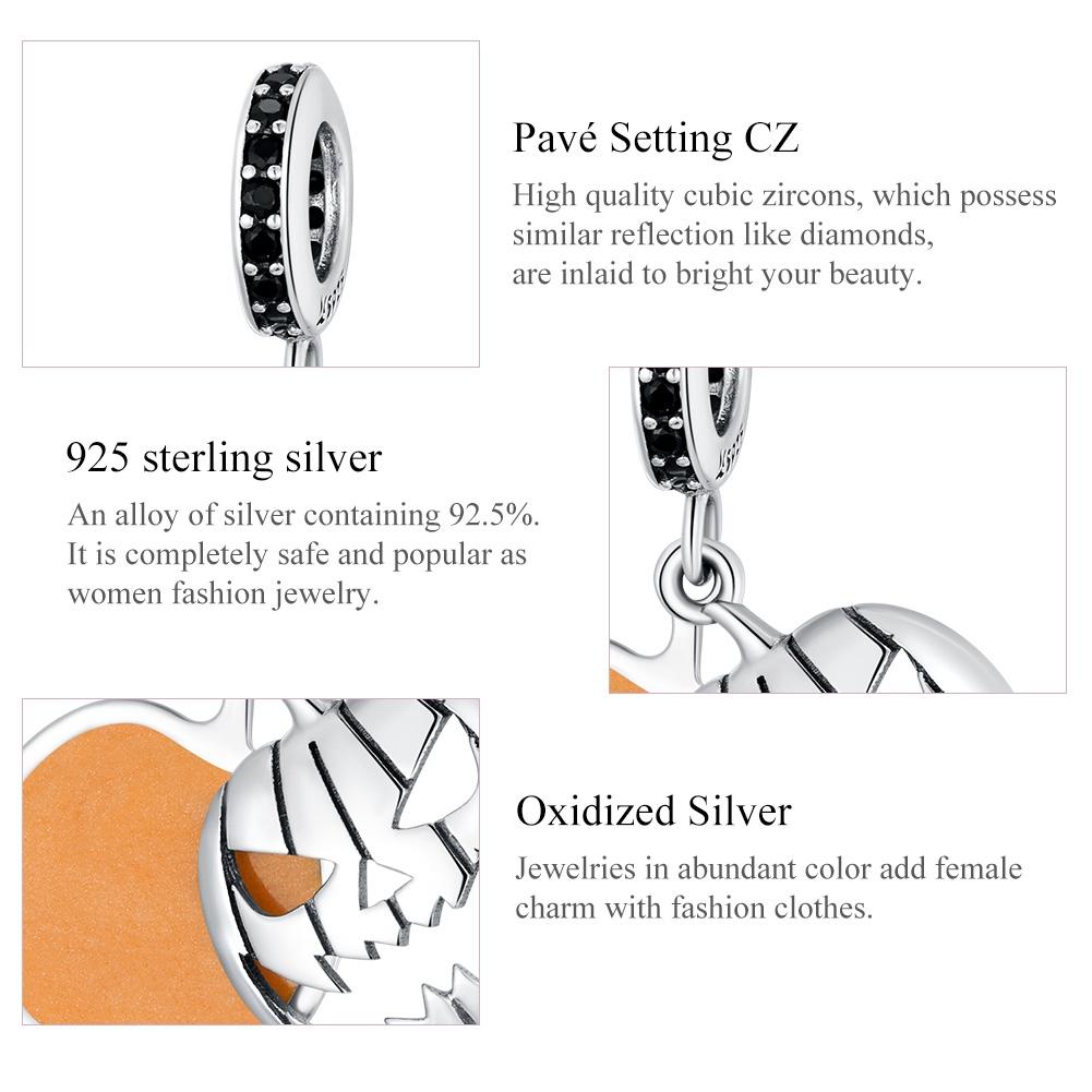 925 Sterling Silver Smiling Pumpkin Pendant For Diy Bracelets & Necklaces 6