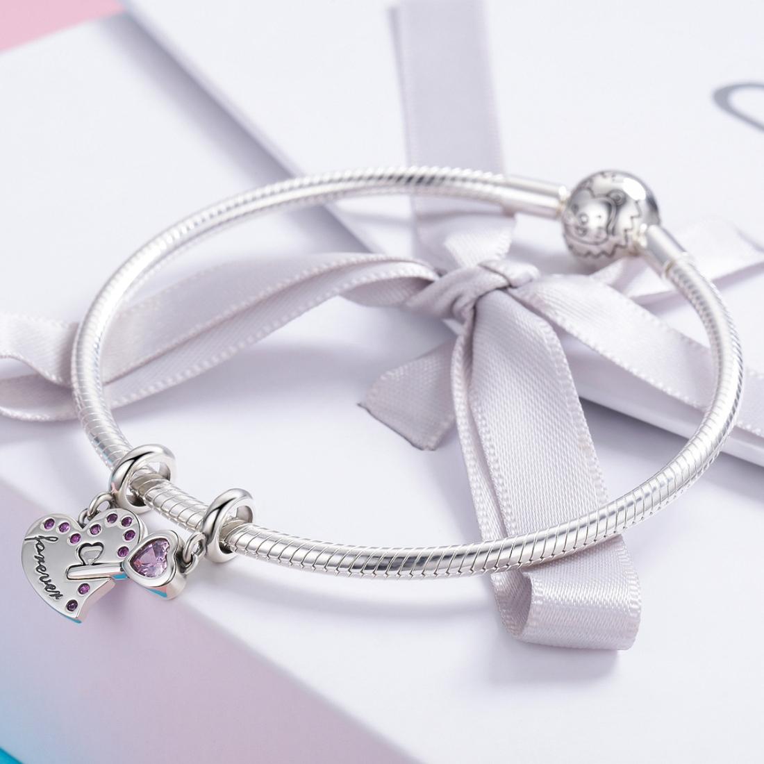 925 Sterling Silver Diamond Heart Spoon Bracelet 10