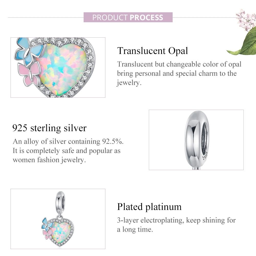 925 Sterling Silver Colorful Opal Butterfly Pendant For Diy Bracelets & Necklaces 4