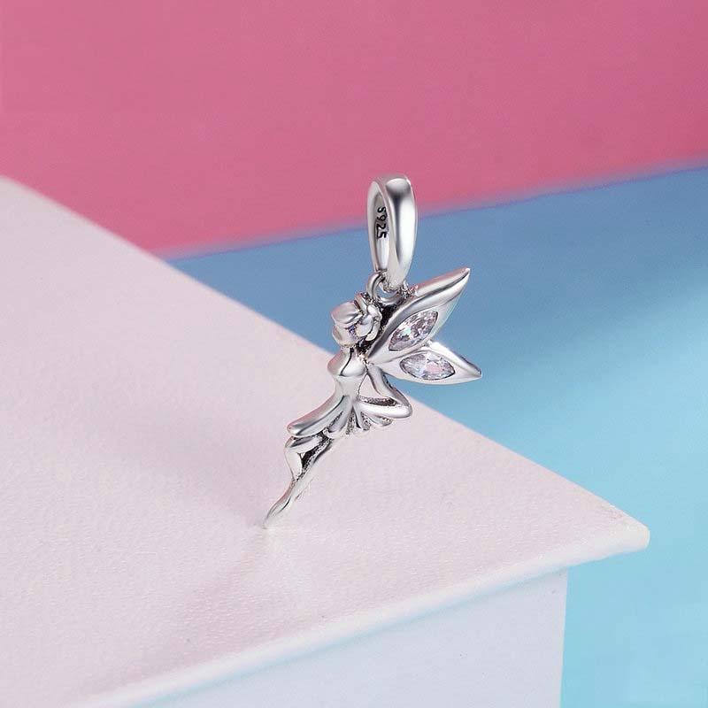 925 Sterling Silver Flower Fairy Dangle Pendant For Diy Bracelets & Necklaces 3