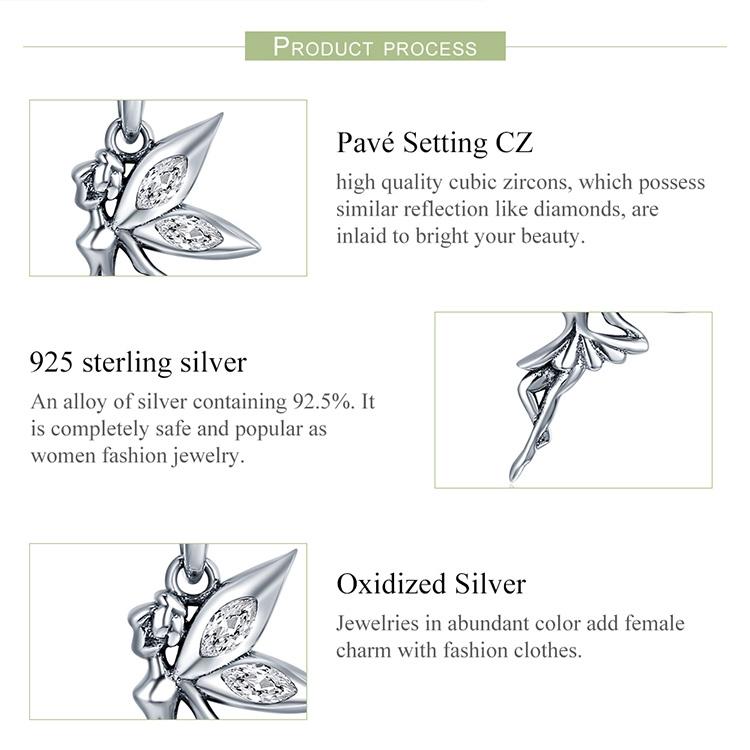 925 Sterling Silver Flower Fairy Dangle Pendant For Diy Bracelets & Necklaces 6