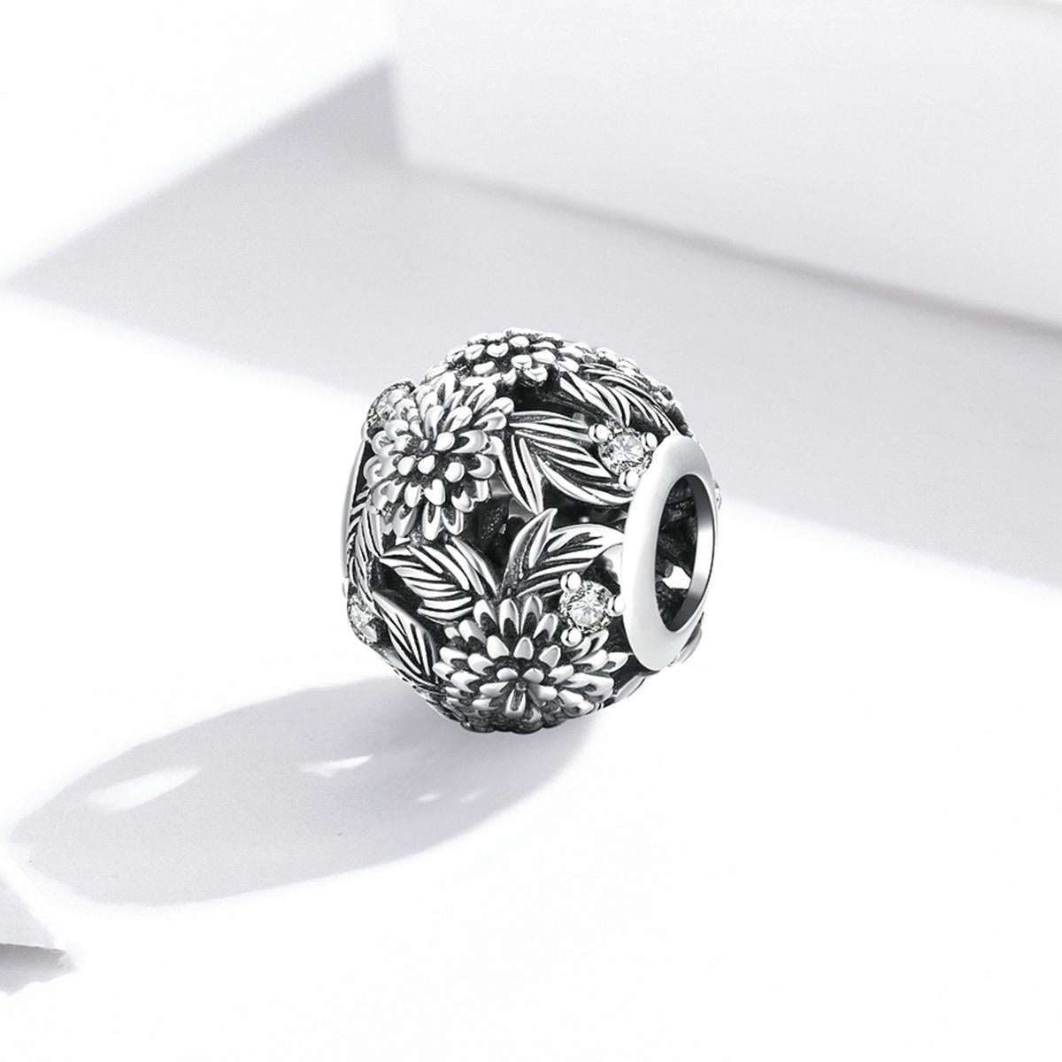 925 Sterling Silver Embossed Flower Beads For Diy Bracelets & Necklaces 3