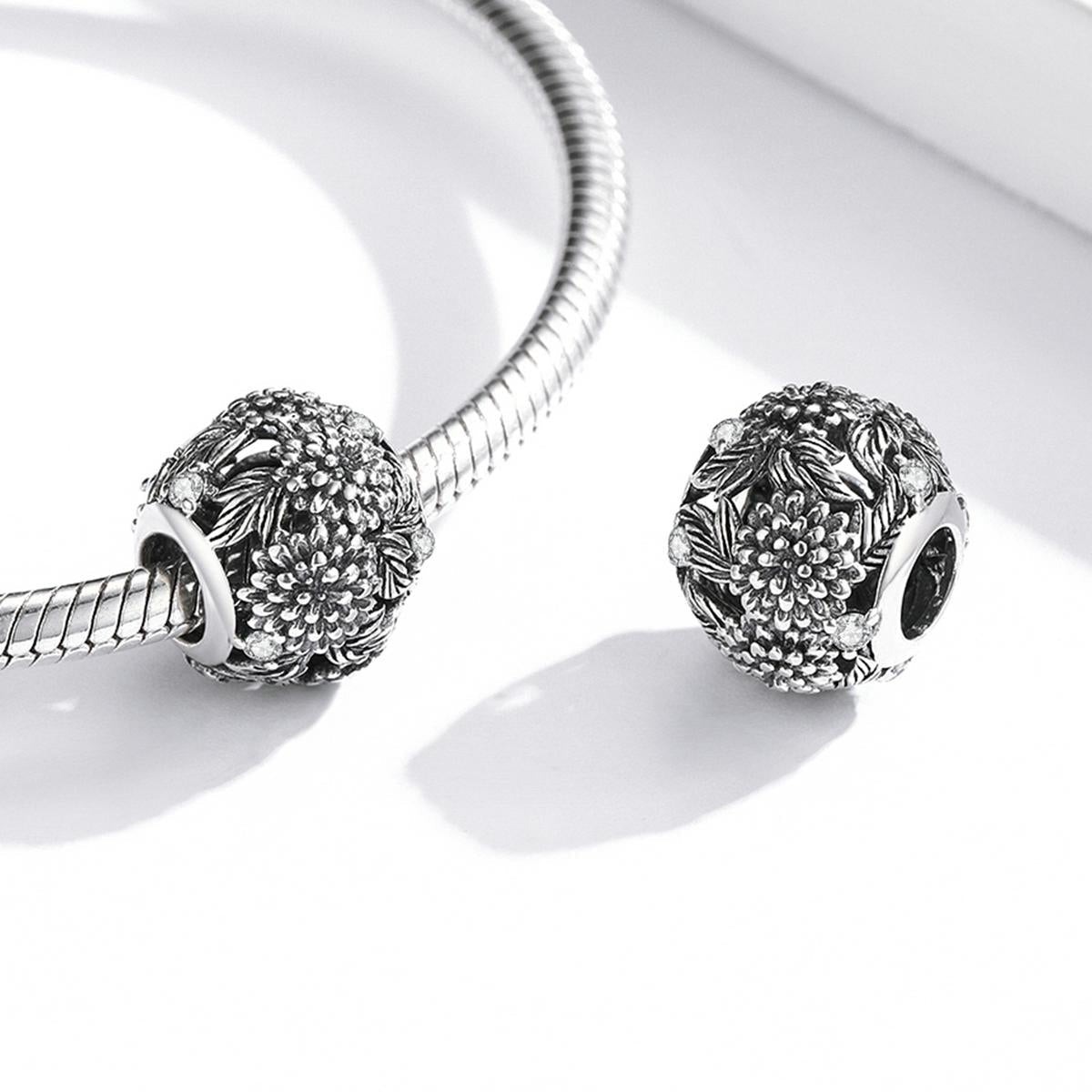 925 Sterling Silver Embossed Flower Beads For Diy Bracelets & Necklaces 6