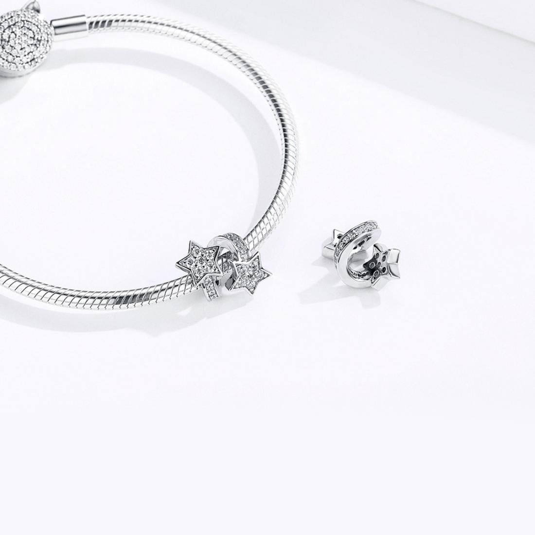 925 Sterling Silver Star Beaded Bracelet / Necklace Set 7