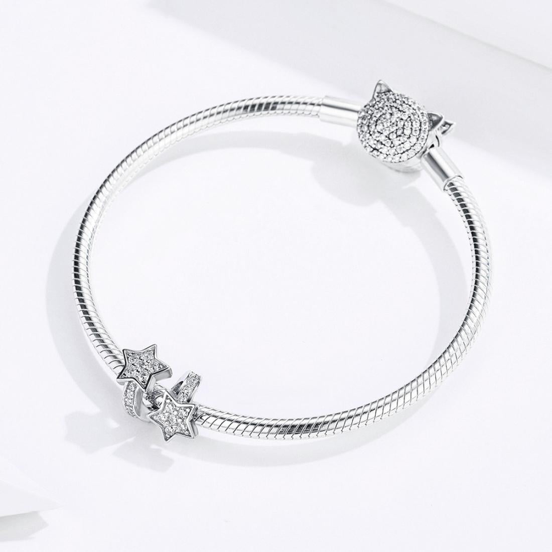 925 Sterling Silver Star Beaded Bracelet / Necklace Set 8