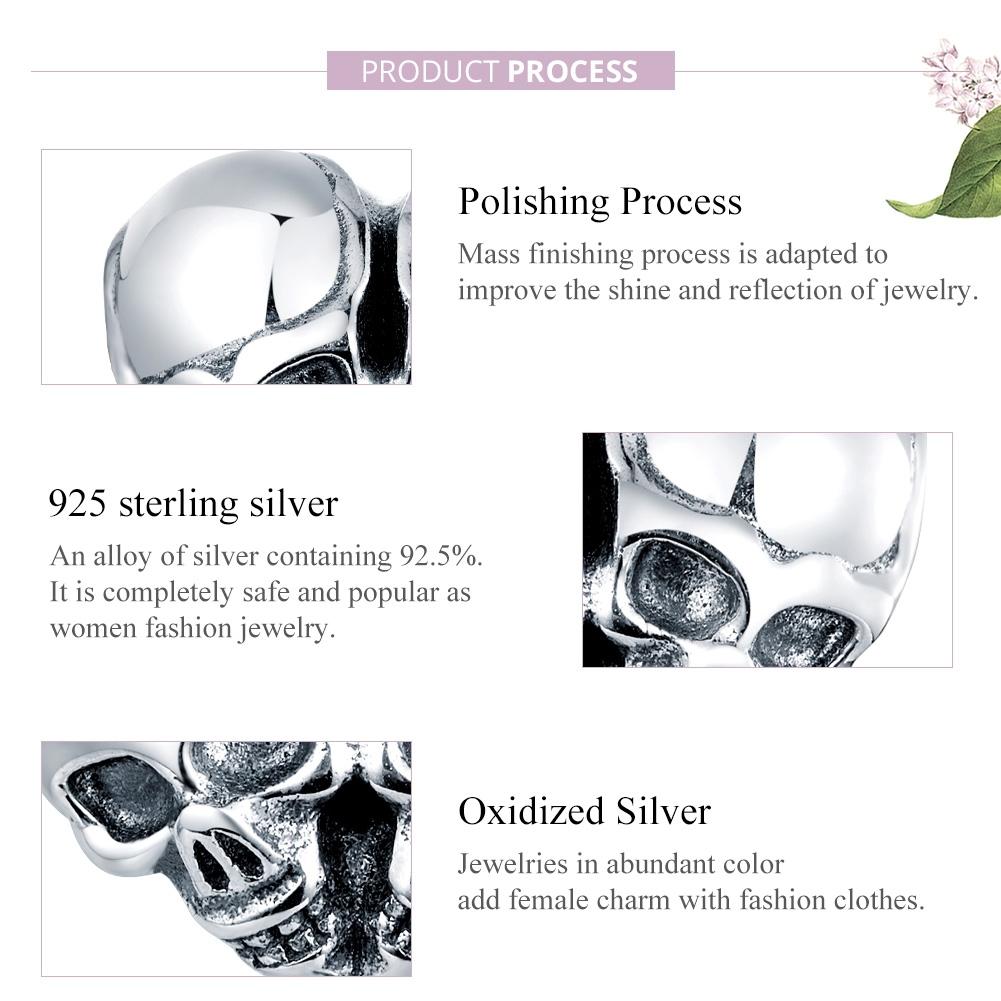 925 Sterling Silver Skull Beads For Diy Bracelets & Necklaces 6