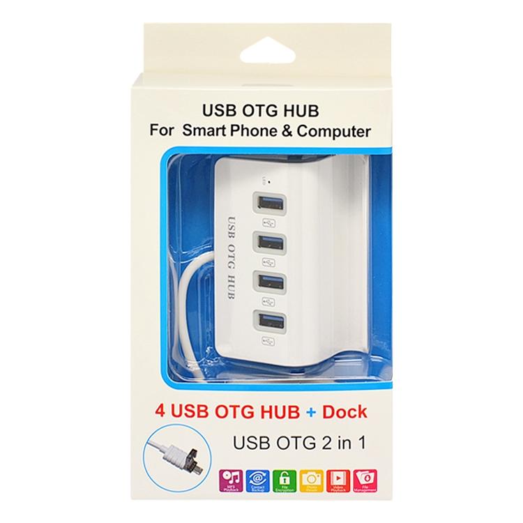 4-In-1 Micro Usb / Usb To 4 Usb 2.0 Otg Docking Station With Stand 4